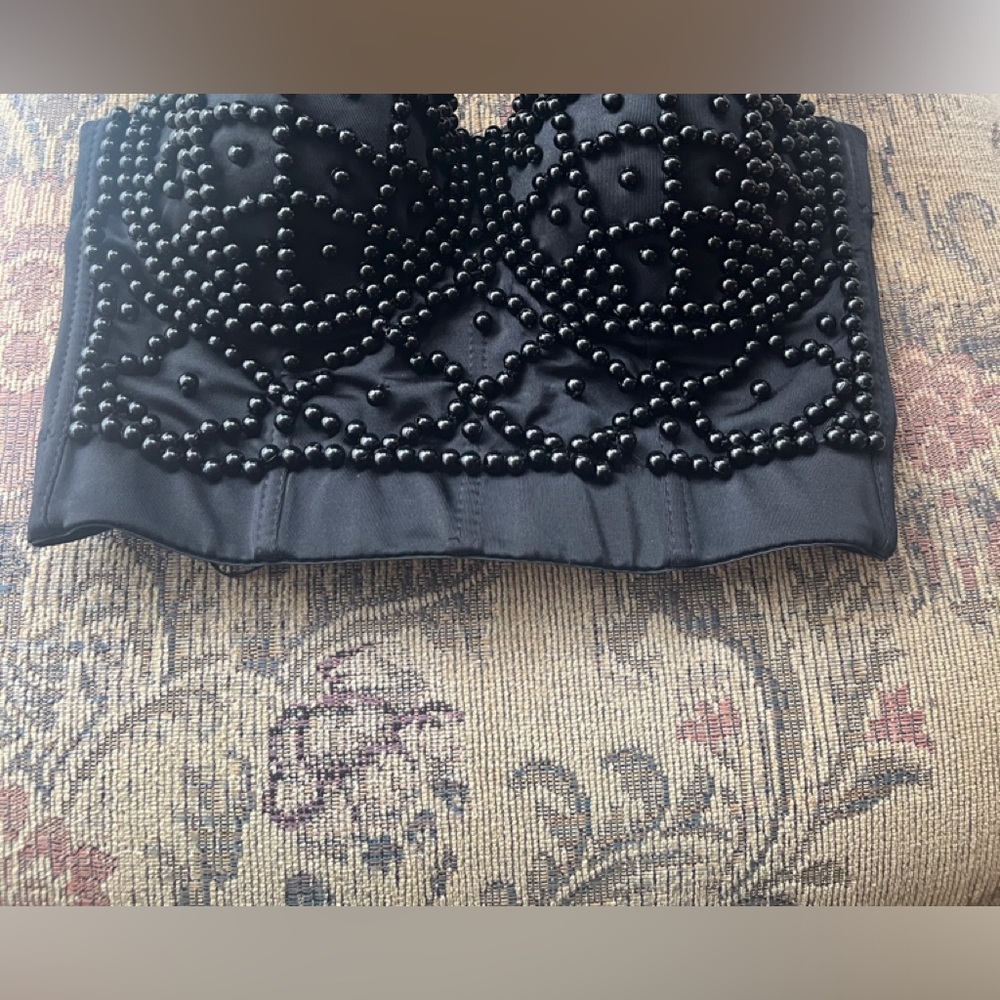 Women's Strap Beads Bustier Corset Crop Top Club Party Bra